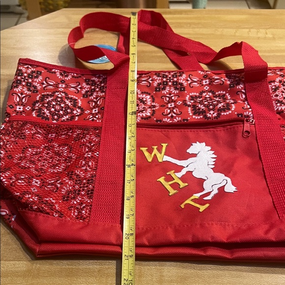 # 0796+ Red Beach Tote Bag W/ WHT Logo Art… - Picture 8 of 10